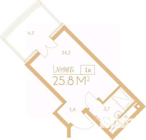 1-к квартира, вторичка, 26м2, 8/9 этаж
