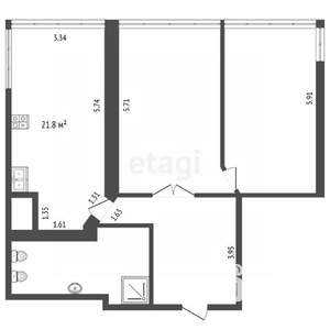 2-к квартира, вторичка, 82м2, 10/10 этаж