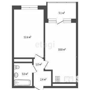 1-к квартира, вторичка, 39м2, 1/9 этаж