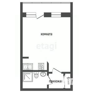 Студия квартира, вторичка, 28м2, 2/20 этаж