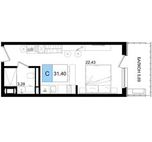 Студия квартира, вторичка, 31м2, 3/8 этаж