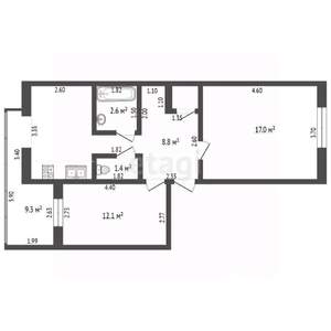 2-к квартира, вторичка, 61м2, 5/5 этаж