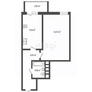 1-к квартира, вторичка, 38м2, 4/12 этаж