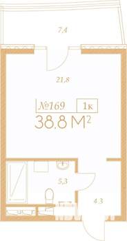 1-к квартира, вторичка, 39м2, 8/9 этаж