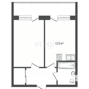 1-к квартира, вторичка, 44м2, 8/9 этаж