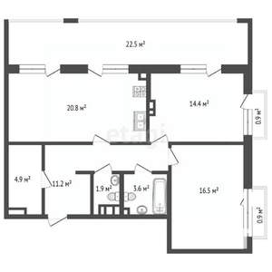 2-к квартира, вторичка, 97м2, 6/7 этаж