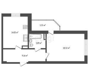 1-к квартира, вторичка, 50м2, 6/13 этаж