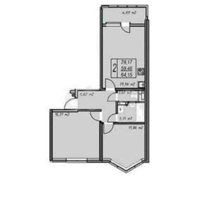 2-к квартира, сданный дом, 60м2, 14/14 этаж
