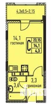 Студия квартира, вторичка, 24м2, 1/6 этаж