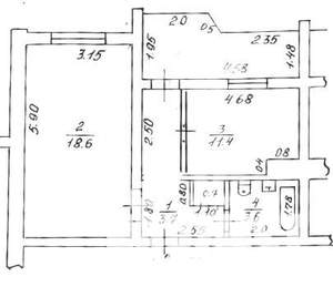 1-к квартира, вторичка, 42м2, 8/9 этаж