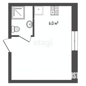 Студия квартира, вторичка, 25м2, 1/3 этаж