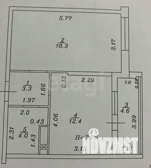 1-к квартира, вторичка, 43м2, 7/15 этаж