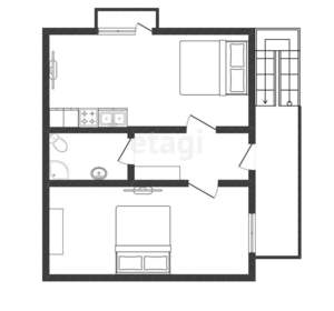 1-к квартира, вторичка, 40м2, 4/5 этаж