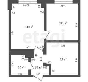 2-к квартира, вторичка, 43м2, 1/10 этаж