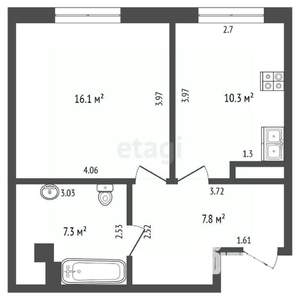 1-к квартира, вторичка, 42м2, 3/4 этаж