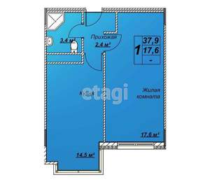 1-к квартира, вторичка, 41м2, 5/7 этаж