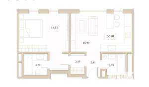 1-к квартира, вторичка, 53м2, 6/7 этаж