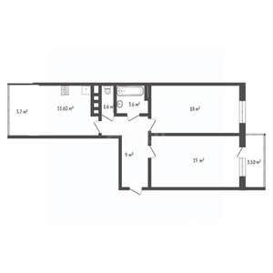 2-к квартира, вторичка, 63м2, 12/12 этаж