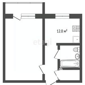 1-к квартира, вторичка, 35м2, 2/5 этаж