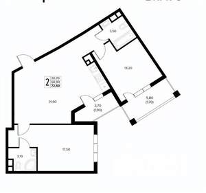 2-к квартира, вторичка, 73м2, 7/8 этаж