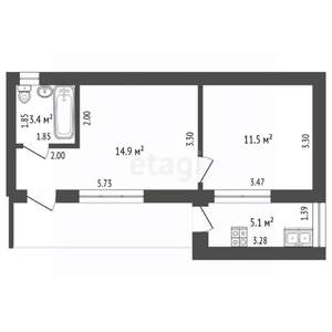 2-к квартира, вторичка, 30м2, 1/3 этаж