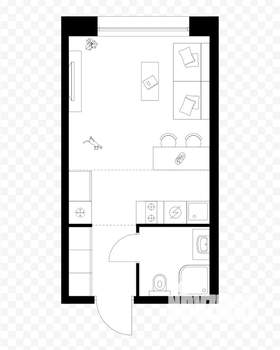 Студия квартира, вторичка, 25м2, 12/20 этаж