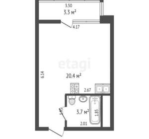 Студия квартира, вторичка, 27м2, 17/20 этаж