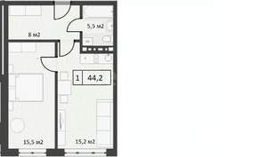 1-к квартира, вторичка, 44м2, 3/4 этаж