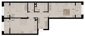 2-к квартира, вторичка, 71м2, 2/8 этаж