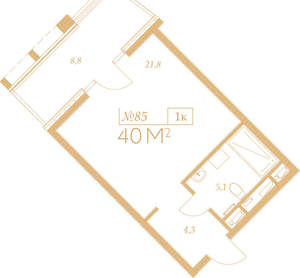 1-к квартира, вторичка, 46м2, 6/9 этаж