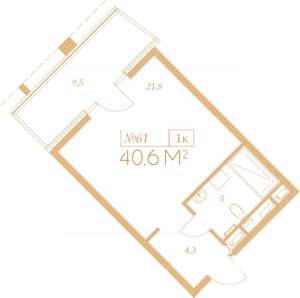 1-к квартира, вторичка, 47м2, 3/9 этаж