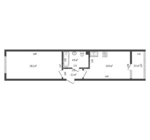 1-к квартира, вторичка, 39м2, 1/6 этаж