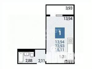 Студия квартира, вторичка, 28м2, 7/17 этаж
