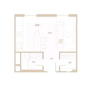 Студия квартира, вторичка, 34м2, 7/7 этаж