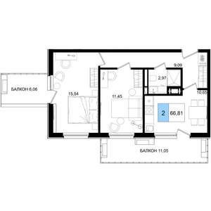 2-к квартира, вторичка, 67м2, 2/8 этаж