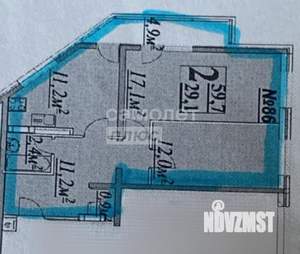 2-к квартира, вторичка, 59м2, 8/9 этаж