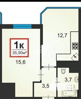1-к квартира, вторичка, 36м2, 5/15 этаж