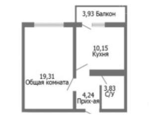 1-к квартира, вторичка, 42м2, 5/9 этаж