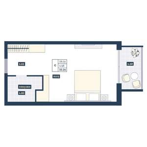 Студия квартира, вторичка, 33м2, 4/9 этаж