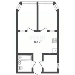 2-к квартира, вторичка, 57м2, 1/12 этаж