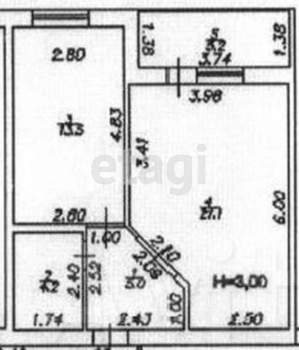 1-к квартира, вторичка, 43м2, 7/9 этаж
