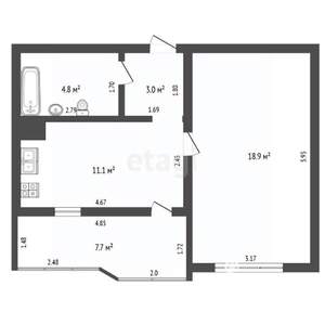 1-к квартира, вторичка, 38м2, 2/10 этаж