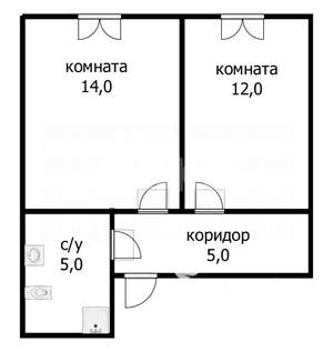 2-к квартира, вторичка, 36м2, 2/3 этаж