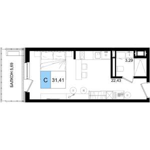 Студия квартира, вторичка, 31м2, 5/9 этаж
