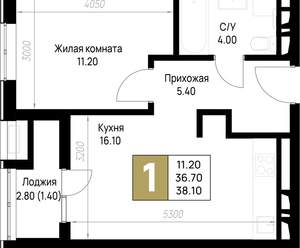 1-к квартира, вторичка, 38м2, 8/12 этаж