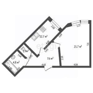 1-к квартира, вторичка, 49м2, 4/5 этаж