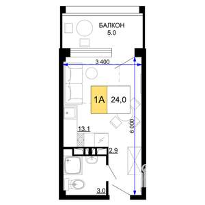 1-к квартира, вторичка, 24м2, 8/9 этаж