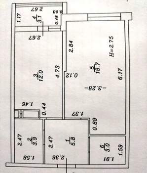 1-к квартира, вторичка, 43м2, 4/15 этаж