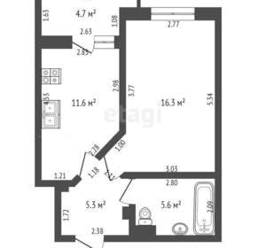 1-к квартира, вторичка, 39м2, 7/9 этаж