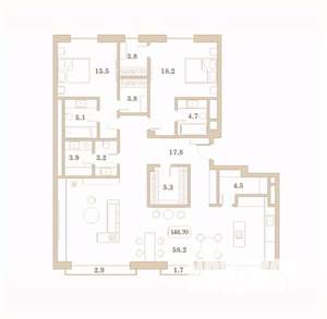 3-к квартира, вторичка, 149м2, 3/7 этаж